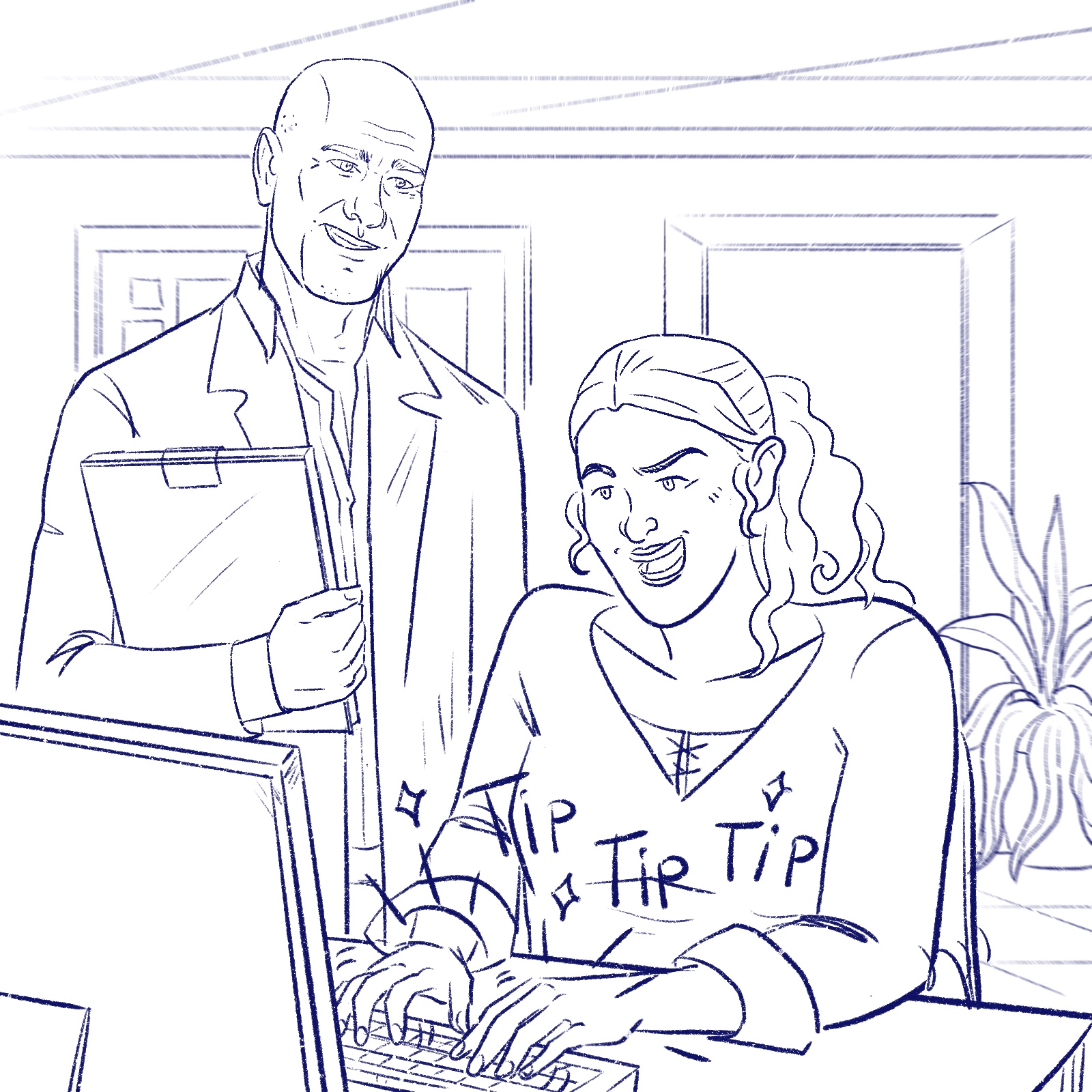 Corporate illustration, office scene
