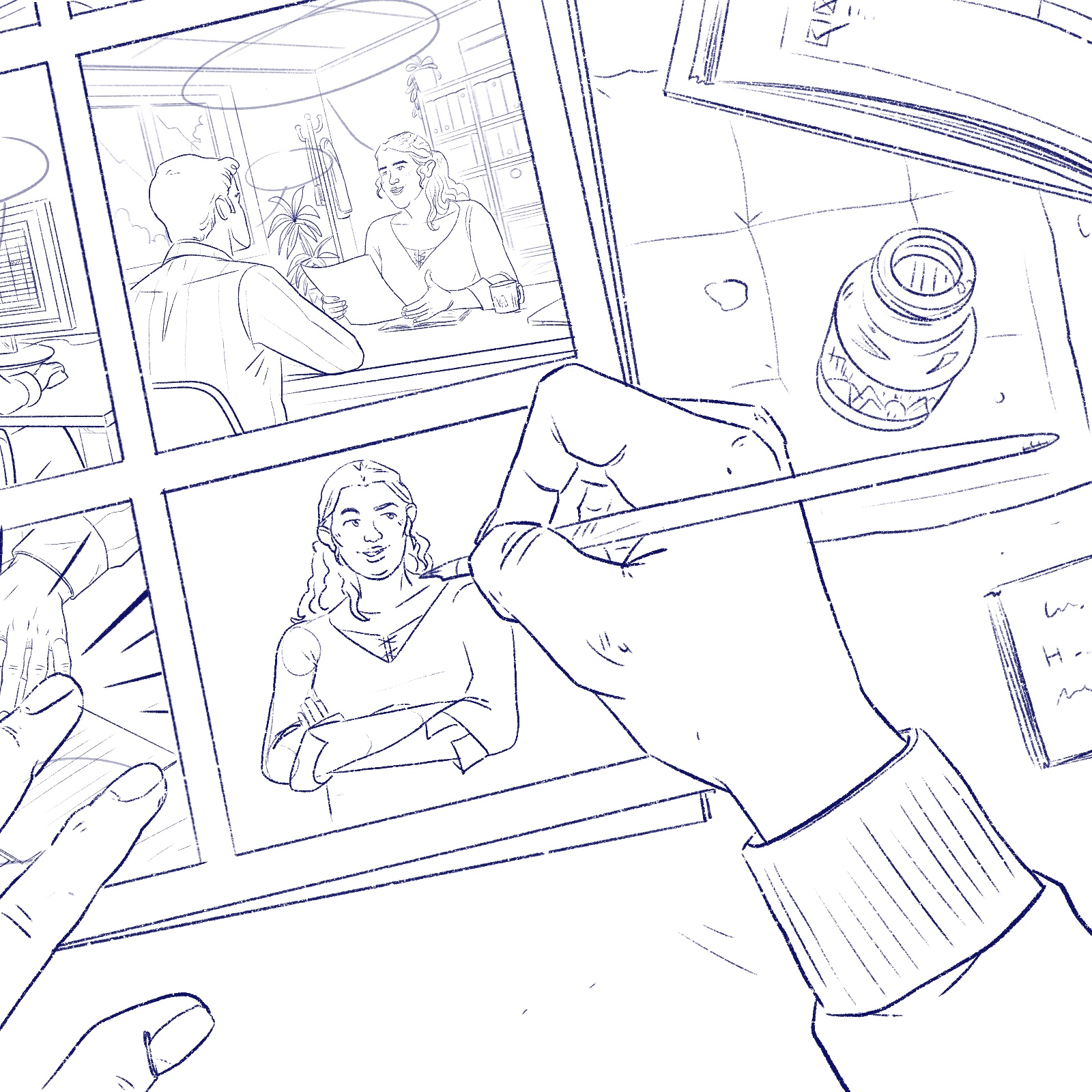 Corporate illustration line art